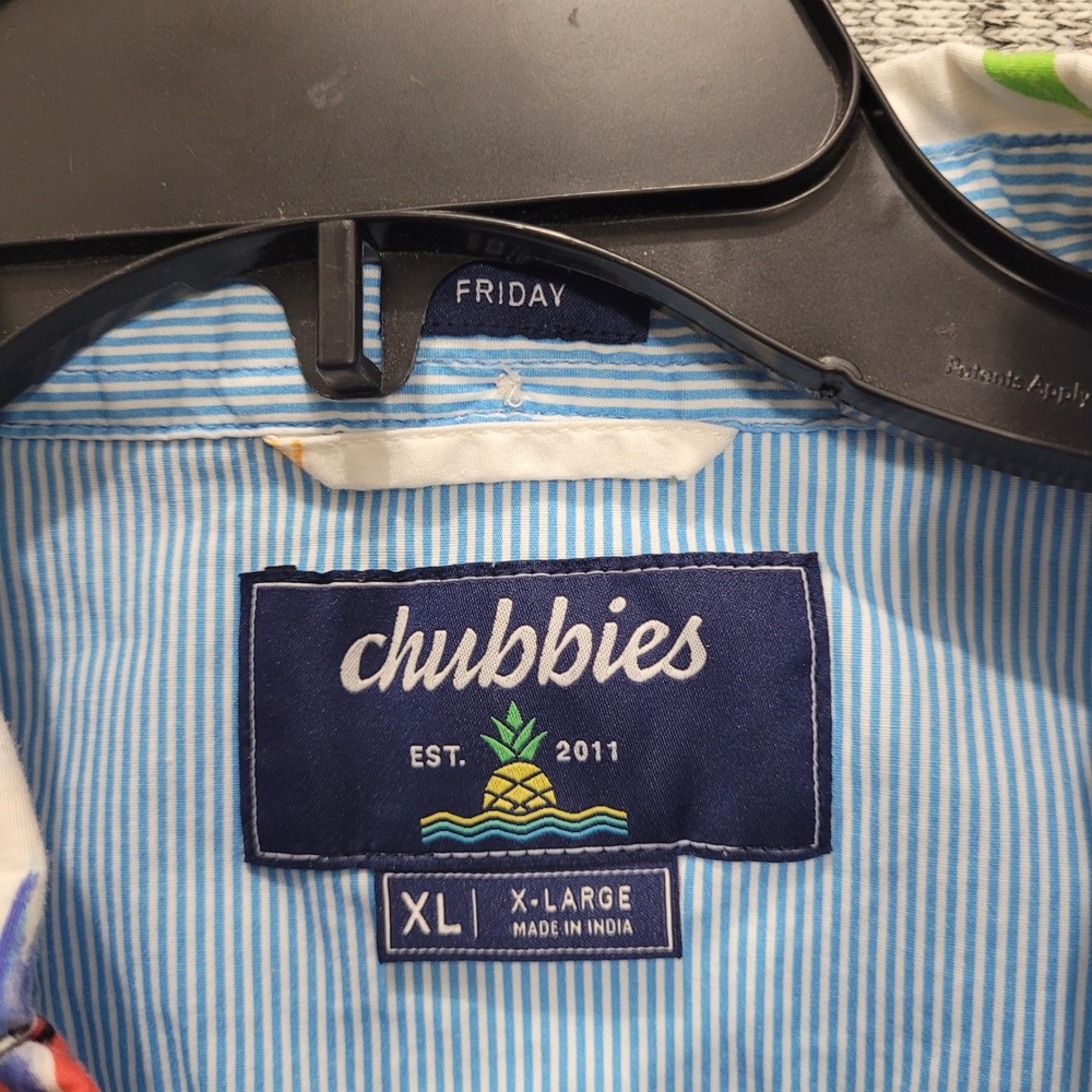 Chubbies Mens XL Friday Shirt Short Sleeve Button Tropical Bird Toucan White - Picture 4 of 10